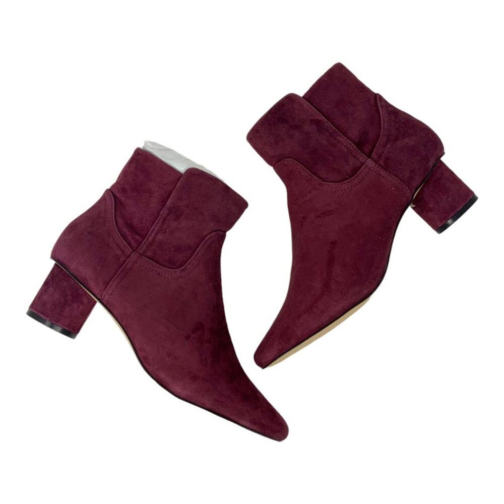 Draper James Bethany Suede Cylinder Block Heel Bootie Burgundy 8 NWT $175 MSRP